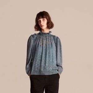 Rebecca Taylor Leopard Blue Blouse - size 2